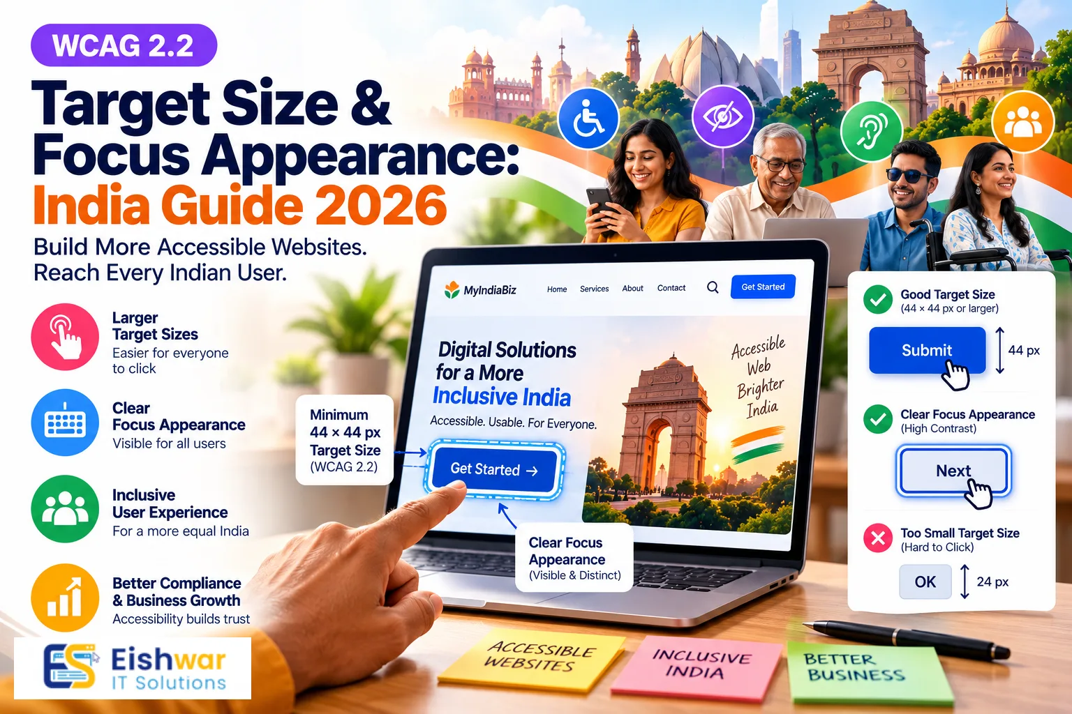 WCAG 2.2 Target Size & Focus Appearance: India Guide 2026